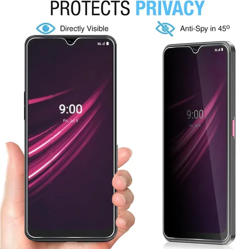 Vista 3 de Moonshield MOOISVS - Protector de pantalla de vidrio templado para T-Mobile RevVL V+/ V PLUS 5G 2021, transparente, HD, antiespía, resistente a