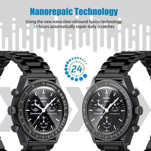 Vista 6 de Stanchev Protector de cristal para Moonswatch, protector de pantalla de TPU suave antiarañazos, compatible con Swatch Omega Moonwatch, protector