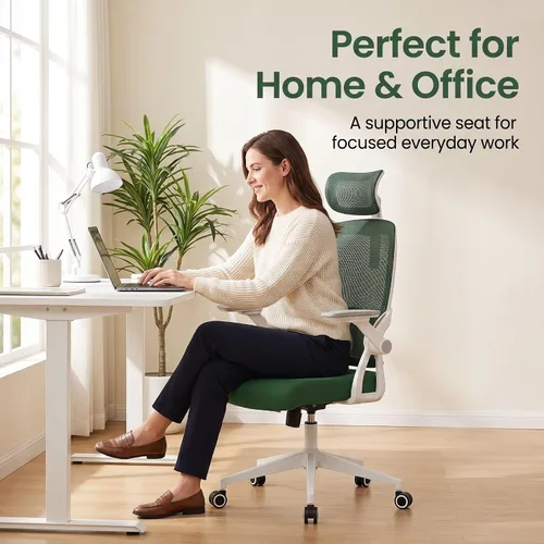 Vista 8 de Ergonomic Mesh Office Chair, 350LB Heavy Duty High Back Desk Chair, Adjustable Headrest, Auto Adaptive Lumbar Support, Memory Foam Cushion, Armrests