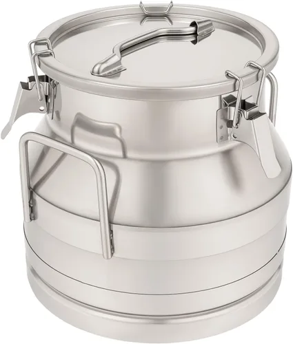 Vista 10 de Cubo de leche de acero inoxidable de 5 litros y 1.32 galones, cubo de vino con tapa sellada, resistente (5 l, sin grifo)
