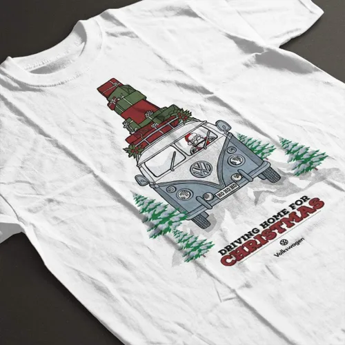 Vista 4 de Volkswagen Camiseta de mujer Christmas Camper Black Text