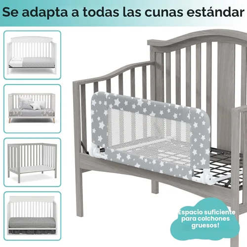 Vista 5 de NUTIKAS Protector de barandilla de cuna para niños pequeños - 35.4" Barandillas de cama para niños pequeños convertibles con protector lateral