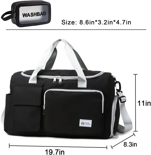 Vista 123 de Pequeña bolsa de gimnasio para mujer, bolsa de viaje con compartimento para zapatos