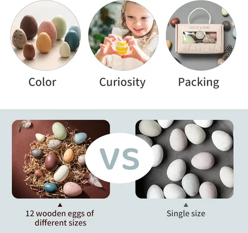 Vista 7 de Youuys Huevos de Pascua de madera para niños, huevos moteados de Pascua sintéticos, arte de bricolaje para manualidades para decoración del jardín