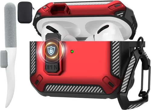 Vista 53 de Maxjoy Funda para AirPods Pro 3 2025, MagSafe compatible con bloqueo automático, funda protectora a prueba de golpes con soporte para teléfono