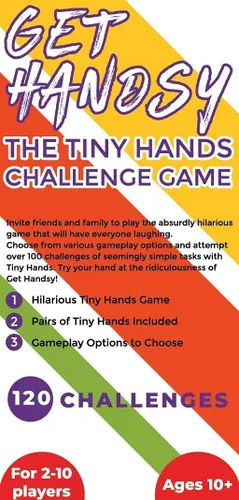 Vista 2 de DR DINGUS Tiny Hands - Juego de desafío con 2 pares de manos, 120 desafíos, pequeña marioneta pequeña y pequeña, haz reír a cualquiera, hilaridad
