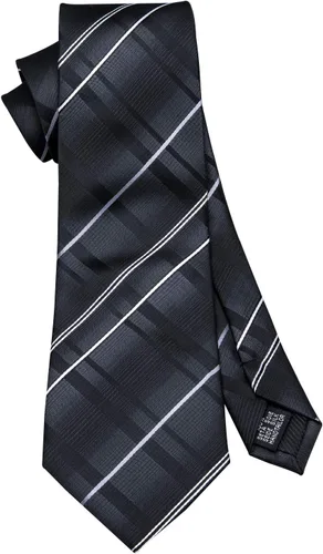 Vista 265 de Barry.Wang Juego de corbatas para hombre, corbata de seda a rayas, tejido a cuadros, gemelos formales, negocios, boda