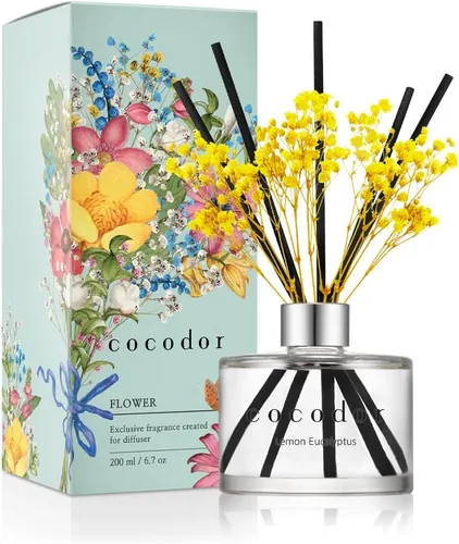 Vista 48 de COCODOR - Juego de difusor de varillas de junco, 3.4 onzas, difusor de aroma de brisa de abril con varillas, fragancia para el hogar, decoración
