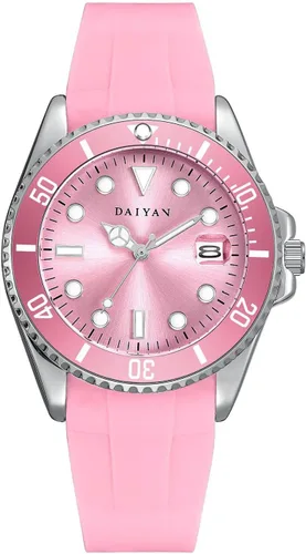 Vista 5 de PASOY Reloj de esfera rosa para mujer, elegante pulsera de acero inoxidable de 1.496 in, luminoso, impermeable, movimiento de cuarzo, visualización