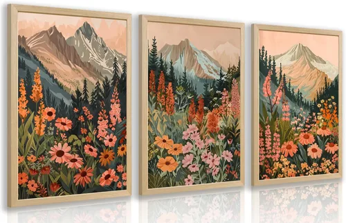 Vista 15 de Cyebmo Juego de 3 pinturas enmarcadas de animales del bosque, decoración de pared de animales salvajes del bosque, decoración de pared, pintura