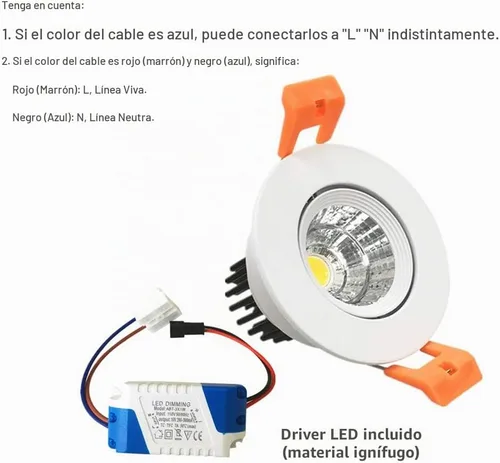 Vista 4 de LightingWill Downlight LED de 3 W, lámpara de techo empotrable de 2 pulgadas, 4000K-4500K blanco natural, foco COB regulable, ángulo de haz de 60°
