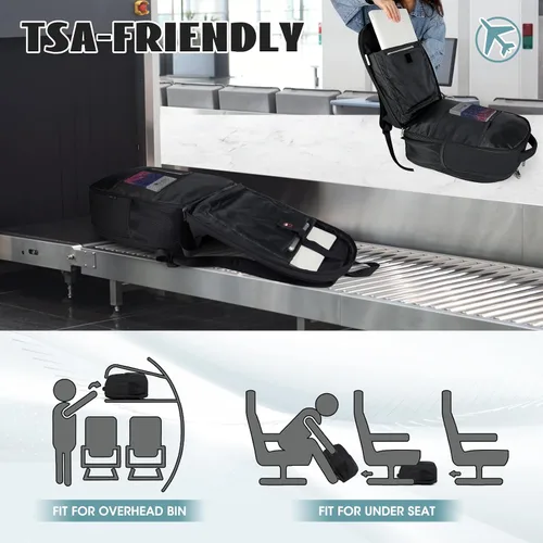 Vista 6 de Mochila de viaje para laptop de 17 pulgadas, extra grande, con orificio de carga USB, 45L, antirrobo, resistente al agua, bolsa para computadora