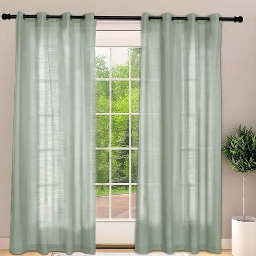 Vista 32 de Frelement Cortinas opacas extralargas de 108 pulgadas de largo, para sala de estar, cortinas de lino con bloqueo de luz, cortinas con aislamiento