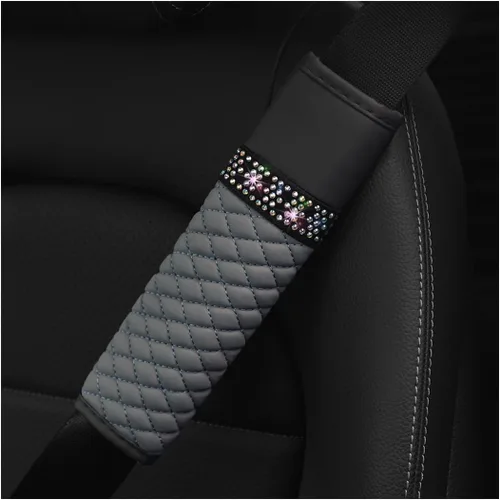 Vista 8 de AICEL - Juego de 2 fundas para cinturón de seguridad de auto, correa de hombro con brillo de strass para una conducción más cómoda, almohadillas