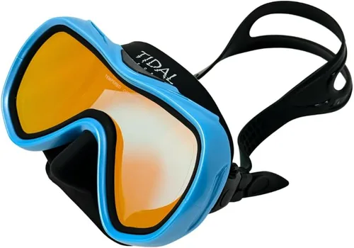 Vista 15 de Tidal Mask-Advanced - Máscara de buceo antivaho para buceo, snorkel, buceo libre y natación. Lente única de vidrio templado gran angular. Negro