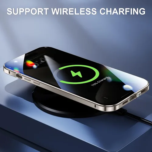Vista 7 de Funda antiespía para iPhone 15 Pro Max (6.7 pulgadas), cubierta de vidrio templado de privacidad frontal y trasera 360, parachoques magnético