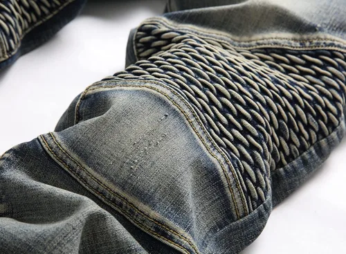 Vista 4 de RXXKKK Jeans clásicos de motociclista con cremallera y ajuste regular para hombre