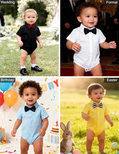 Vista 6 de A&J DESIGN Body de manga corta para bebé y niño, para boda, formal, para caballero