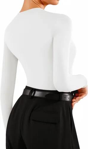 Vista 4 de MANGOPOP Scoop Neck Long Sleeve Bodysuits for Women