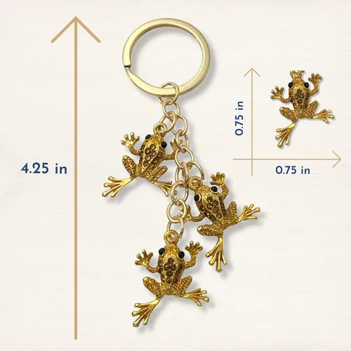 Vista 4 de Llavero de ranas saltarinas con bolsa con cordón - 4.25 pulgadas de largo