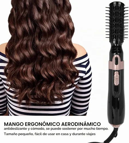 Vista 7 de Cepillo secador de pelo 4 en 1, cepillo de aire caliente, rizador combinado con cabezales intercambiables, juego de cepillos para rizador automático