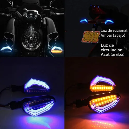 Vista 4 de Luces LED intermitentes universales para motocicleta de 10mm. Luces delanteras y traseras para intermitentes de 12 LED
