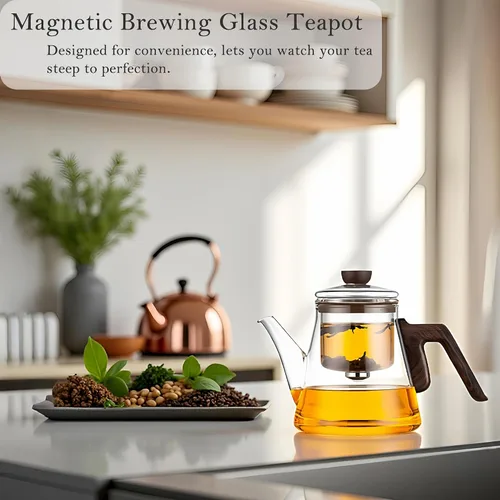 Vista 11 de YJX - Tetera magnética de vidrio de 25.4 onzas, infusor de té encantado