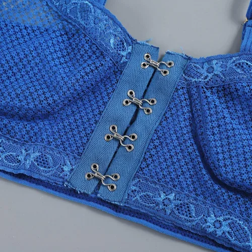Vista 7 de Hemlock Conjunto de lencería de red para mujer talla grande brasier y pantalón ropa interior de dos piezas