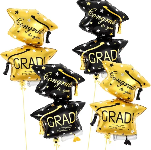Vista 10 de Globos de graduación clase de 2026 – Grandes 24 pulgadas, decoraciones de graduación 2026 Globos de gorra de graduación, globos de sombrero