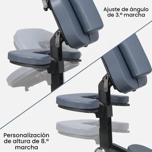 Vista 4 de Master Massage Silla de masaje portátil ligera profesional plegable de aluminio ajustable con funda de transporte con ruedas, aluminio, azul