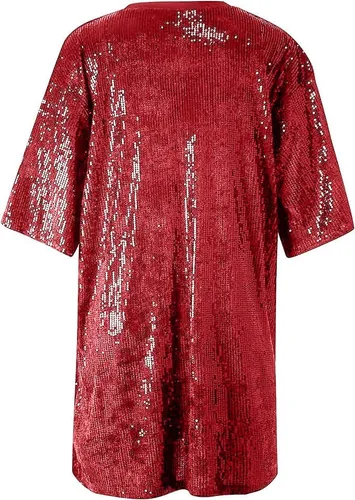 Vista 5 de It's My Birthday - Vestido de fiesta con lentejuelas para mujer, con purpurina brillante, casual, sexy, para discoteca y fiesta