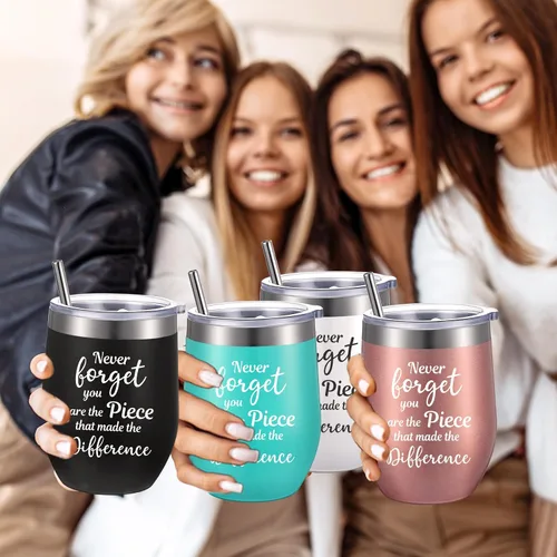 Vista 5 de Sieral 8 piezas de regalos de agradecimiento para mujeres, vaso de vino de agradecimiento para empleados, profesores, regalo inspirador