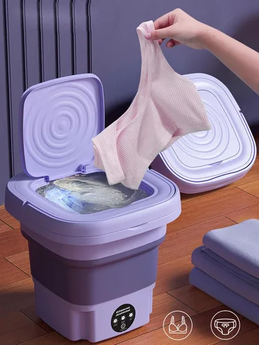 Vista 3 de Lavadora plegable, mini lavadora de alta capacidad de 8 L, con 3 modos de limpieza profunda, lavadora pequeña media automática para ropa de bebé