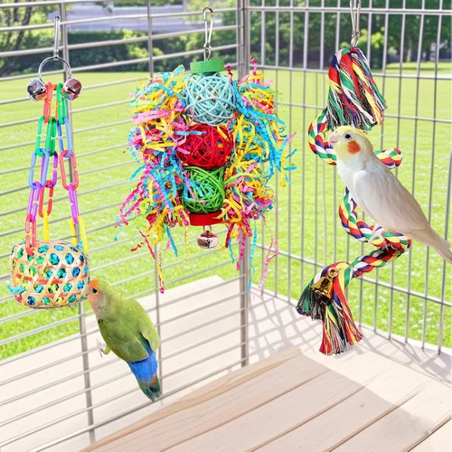 Vista 5 de Parrot Perico Juguetes para pájaros, Cockatiel Budgies Cage Toys
