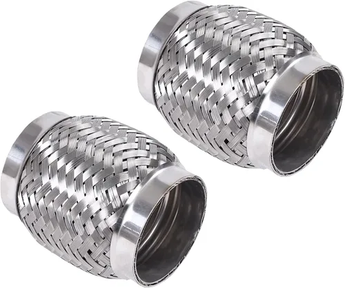 Vista 22 de 2 piezas de tubo flexible de escape de acero inoxidable doble trenzado 1.75" x 4" con extremos de 4" de largo