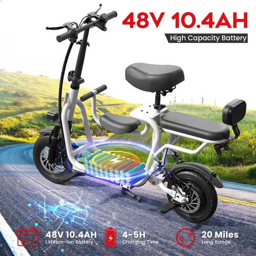 Vista 2 de Scooters eléctricos para adultos con motor de potencia máxima de 750 W Blanco