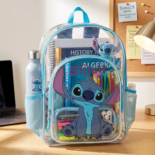 Vista 3 de Fast Forward Lilo & Stitch Kids Clear School Backpack, 16 Inch Lilo & Stitch Azul