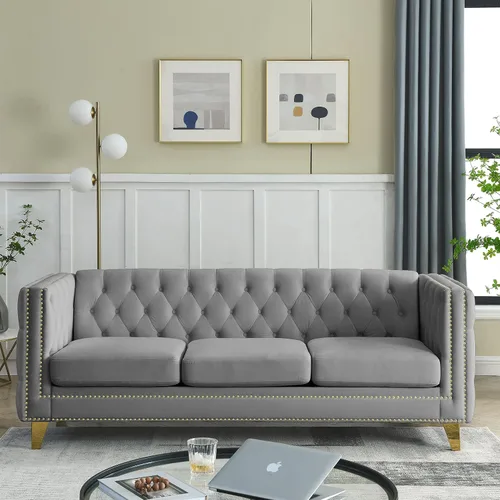 Vista 16 de KEVINSPACE Sofá modular moderno en forma de L de 101.6 pulgadas para sala de estar, sofá modular moderno de 3 asientos, muebles cómodos con diván