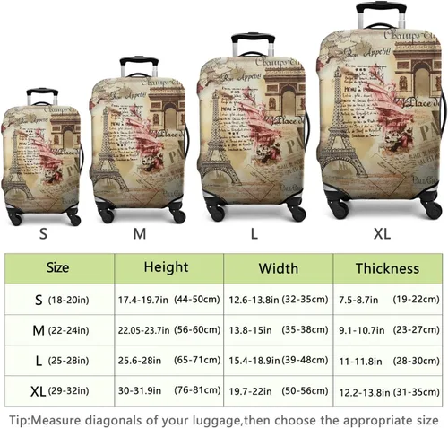 Vista 6 de France Paris Tower - Funda protectora para equipaje, diseño de torre Eiffef, funda elástica para maleta de 18242832 pulgadas, Funda para equipaje-12