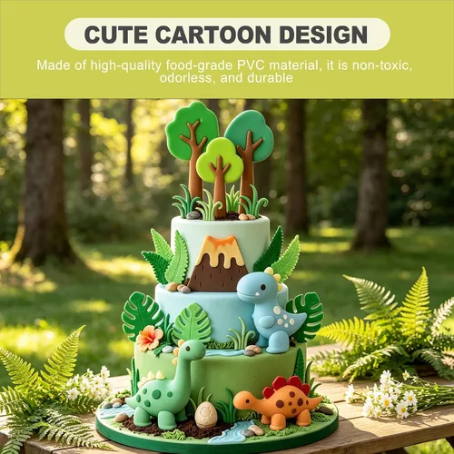 Vista 4 de 18 PCS Dinosaur Cake Toppers Birthday Cake Decorations Party Supplies