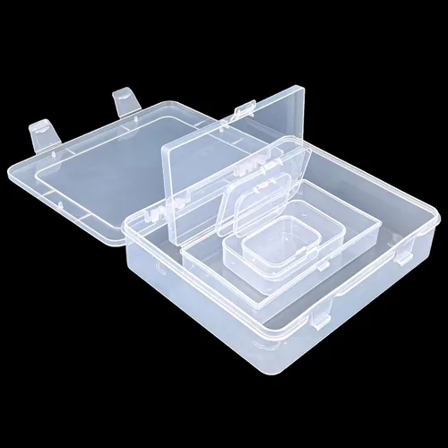 Vista 3 de Goodma Caja organizadora rectangular de plástico transparente con tapas con bisagras para objetos pequeños y otros proyectos de manualidades