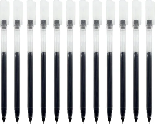Vista 2 de Gullor Bolígrafo de tinta de gel delgado, punta fina, tinta de secado rápido, suministros de papelería escolar de oficina, tinta negra, 12