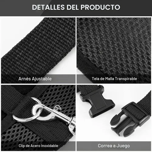 Vista 4 de BOAO Arnés de pollo ajustable de 3 piezas con correa y cinturón a juego
