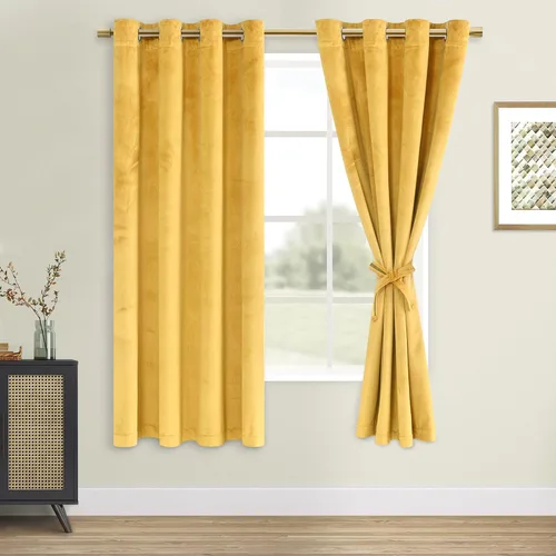 Vista 81 de DWCN - Juego de 2 paneles de cortina de terciopelo con ojales negros, tratamiento de ventanas con aislamiento térmico, apilables, decoración moderna