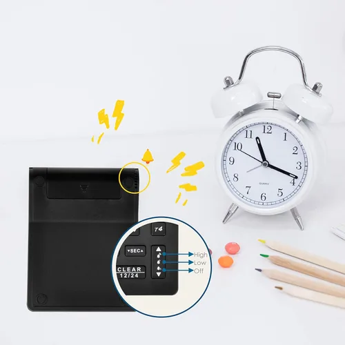 Vista 4 de Runleader Temporizador digital de cocina de escritorio, 4 temporizadores de cuenta regresiva y cronómetros con reloj de 12/24 horas, alarma