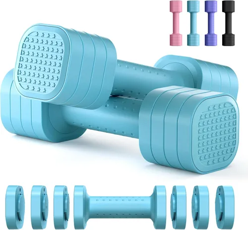 Vista 10 de Zempox Adjustable Dumbbell Set, 4 in 1 Free Weight Dumbbell Set for Women, Hand Weight for Women at Home, Each 2lb 3lb 4lb 5lb with TPU Soft Rubber
