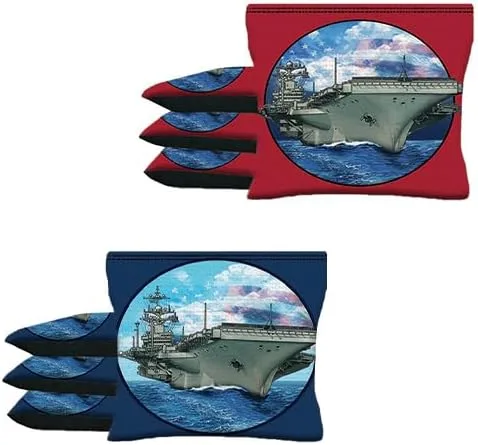 Vista 7 de Custom Shark Attack Submarine Set of 8 Regulation Cornhole Bags B40 Negro/Azul