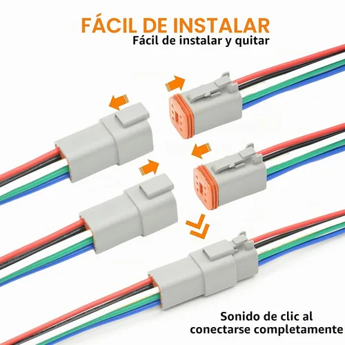Vista 3 de Juego de 2 conectores eléctricos a tope impermeables automotrices DT Deustch de 6 pines con cables de 16AWG -40°F-221°F 600V y kit de conectores