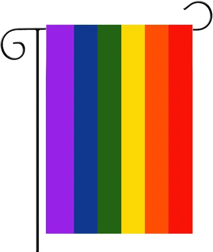 Vista 11 de Bandera de jardín de arcoíris de 8 rayas de 12 x 18 pulgadas, de doble cara, bandera original de 8 rayas de orgullo para patio, césped, decoración