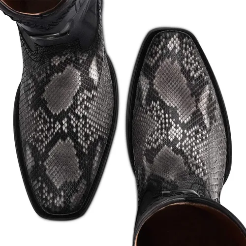 Vista 7 de Cuadra Botas vaqueras para hombre en piel auténtica de pitón y cuero bovino Metálico
